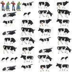 Farm Animals Figure Toys Set,AN8704 36PCS 1:87 Well Painted Model Cows and figures for HO Scale Model Train Scenery Layout Miniature Landscape NEW