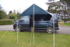 Wild Earth Awning Kit Sun Shade, RV, Camper, Motorhome, SUV, Truck, ANY Vehicle. Lightweight ripstop waterproof. Kit includes canopy set and awning rail. Securely attach to ANY vehicle (DARK GREY)