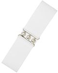 Ro Rox Retro Vintage Belt | Elastic Belt Women's Accessories | 50s Nurse Belt | Stretchy Belt With Silver Buckle & Clasp | Waist Belt For Dress | Wide Belt Design | Elasticated Belt For Women & Ladies