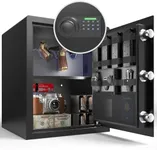 Grimtron Gun Safe for Handgun - (1.72 cu. ft.) for Multiple Pistol Rack & Door Organizer Money Box with Silent Mode, Home Safe with Backlit Keypad, LED Light, Gun Vault for Anti-Rust