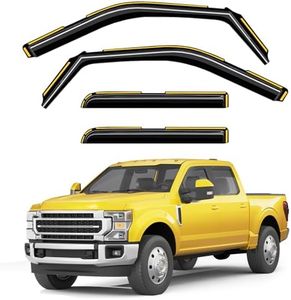 Deejecsun in-Channel Window Rain Guards Fit for Truck Ford F150 2015-2020 SuperCrew/Ford F250-F550 2017-2025, Extra Durable Window Deflectors Vent Shades Visors Exterior Car Accessories - 4 pcs