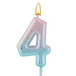 Gradient Birthday Number Letter Candle, Pink Blue Gradient Birthday Candles for Cake Numeral Letter Birthday Candles Decoration for Birthday Parties Wedding Anniversary (4)