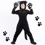 maxToonrain Black Cat Costumes for Kids 3-12 Yrs, Animal Onesie with Hood, Gloves, Foot Covers Halloween Fancy Dress for World Book Day/Book Week, Christmas Theme Party (10-12Y,X-Large)