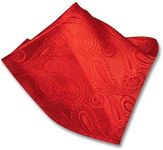 Vesuvio Napoli PAISLEY Design Men's Hankerchief Pocket Square Mens Hanky Hankie, Red, 10x10 Inches