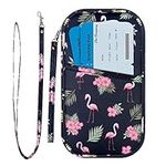 homchen RFID Blocking Travel Passport Wallet Holder, Document Organiser Case Credit Card Holders for Men and Women (Large Flamingo-RFID)