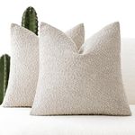 Foindtower Pack of 2 Textured Boucle Throw Pillow Covers Accent Solid Pillow Cases Cozy Soft Decorative Couch Cushion Case for Chair Sofa Bedroom Living Room Home Decor, 18 x 18 Inch,Oatmeal