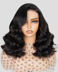 MEGALOOK 5×6 Ready to Go Closure Wig Human Hair 12A Salon-Quality Glueless Wigs Human Hair Pre Cut Lace Loose Body Wave Wig Human Hair 220% Density Pre Plucked Bleached Tiny Knots 16 Inch