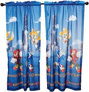 Franco Sonic Le Hérisson Ensemble de Rideaux de fenêtre pour Chambre d'enfant, 203 x 160 cm, (Officiel) Sega, Les imprimés Peuvent Varier