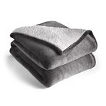 Silentnight Snugsie Giant Blanket - Fleece Throw Plush Blanket Super-Sized with Warm Sherpa Fleece Inside Reversible for Whole Family Sofa Couch Bed - 240 x 180cm – Charcoal Grey