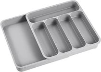 VIDISA Five Grid Cutlery Organizer, Expandable Kitchen Drawer and Utensil Holder, Adjustable Large Kitchen Tool | | 34.5 x 52.5 x 5 CM | Plastic | Grey