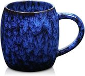 26 Oz Extra Large Ceramic Coffee Mug, Handmade Pottery Oversized Tea Cup for Office and Home, Microwave and Dishwasher Safe, Unique Texture Glaze Jumbo Mugs with Big Handle for Milk Cocoa (Deep Blue)