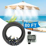 Misting Cooling System,Outside Water Misters for Outdoor Patio,80Ft(24M),Backyard Mist Hose Kits with Sprinkler Timer Yard,Lawn,Garden,Greenhouse,Fan,Umbrella,Canopy,Pool,Porch,BBQ Party Accessorie…