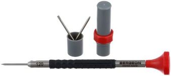 Bergeon 55-684 6899-AT-120 Stainless Steel Ergonomic 1.2mm Screwdriver with Spare Blades Watch Repair Kit, GRAY & RED