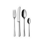 Georg Jensen Copenhagen Cutlery Set of 6 Dinner Forks, Spoons, Long Grill Knives, Tea Spoons by Grethe Meyer - Matte 18/8 Stainless Steel - Pack of 24