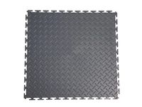 VersaTex Garage Floor 18 x 18 inch Square Rubber Diamond Plate Interlocking Floor Tiles for Home Gym, Garage Flooring, Trade Show Flooring, Basement Tiles, 8 Pack (Gray)