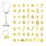 50 pcs Wine Glass Charms, CNYMANY Goblet Drink Markers Tags with Buckle Design for Wine Cocktail Champagne Tasting Party Favors Decoration Supplies Gifts - Gold