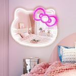 MCJSGSP Neon Sign Mirror Pink Room Decor and a Makeup Mirror with Lights Teen Girl Gift (9.4 * 11.9 inch)