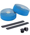 BBB Cycling Bike Handlebar Tape Road Bike I Diamond Pattern For Strong Grip I Shock Absorption I Includes Handlebar Plugs I FlexRibbon BHT-14, Blue