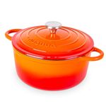 Cast Iron Pot with Lid – Non-Stick Ovenproof Enamelled Casserole Pot, Oven Safe up to 500° F – Sturdy Dutch Oven Cookware – Orange, 5-Quart, 24cm – by Nuovva