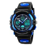 (Blue) - eYotto Kids Sports Watch Waterproof Boys Multi-Function Analogue Digital Wristwatch LED Alarm Stopwatch