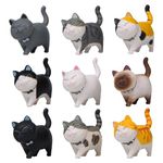 Greyoe Cat Figurine, 9 Pcs Realistic Cat Figurines Toys Cat Ornament Cat Cake Toppers Educational Kitty Figures Toy Cat Animal Figures for Kids Children Cat Lover Home Car Decor