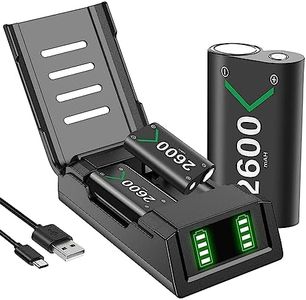 Rechargeable Battery Pack for Xbox One/S/X/Xbox One Elite/Xbox Series S/Xbox Series X,Necomi Protective Shell, Led Indicator,2x2600mAh Rechargeable Battery, Charging Station Dock with Batteries