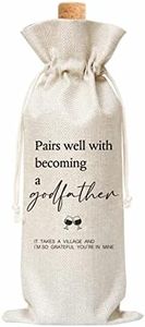 Godfather Wine Gift Bag, Wine Bag for Godparent Proposal, Godfather, Godmother, Baptism, Auntie, Uncle, 1 Pc Burlap Wine Bottle Cover Bag (a02)