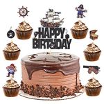 Sumerk Pirate Cake Toppers Pirates Ship Birthday Cake Decorations, 7pcs/Set Happy Birthday Pirate Cake Toppers Pirate Themed Birthday Party Decorations for Kids Boys