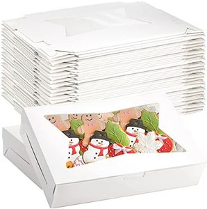 ZEAYEA 36 Pcs White Bakery Boxes, 12 Inch Cookie Treat Boxes with Clear Window, Pastry Box for Desserts Strawberries, Pie Boxes for Muffins, Donuts, Biscuits, Cupcake, Easy to Assemble