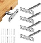 YEYIT 4 Pcs Floating Shelf Brackets 3 Inch Solid Steel Hidden Blind Support, Heavy Duty Floating Shelf Fixings for Wall Mounted Backdrop Concealed Wall Shelf Wood Shelves（Silver)