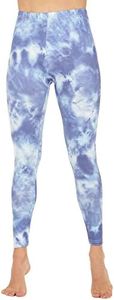 MANCYFIT Thermal Pants for Women Fleece Lined Leggings Long Underwear Lightweight Bottoms Cold Weather Blue Tie Dye Small