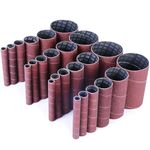 80 Grit Spindle Sanding Sleeves by LotFancy, Aluminum Oxide Abrasive, Pack of 18, 4-1/2” Length (3 each of 1/2”,3/4”,1”,1-1/2”, 2” and 3”）