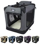 EliteField 3-Door Folding Soft Dog Crate, Indoor & Outdoor Pet Home, Multiple Sizes and Colors Available (30" L x 21" W x 24" H, Gray)