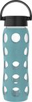 Lifefactory Glass drinking bottle with silicone cover, BPA-, leak-proof, dishwasher-safe, 650 ml, aqua teal 18214