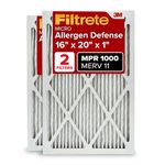 Filtrete 16x20x1, AC Furnace Air Filter, MPR 1000, Micro Allergen Defense, 2-Pack (exact dimensions 15.719 x 19.719 x 0.84)