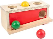 Wooden Puzzle Board Knob Wooden Puzzle Geometric Shape, Montessori Baby Push Object Permanence Ball Box Toy, Wooden Balls Drop ToddlerToys for for 1 Year Toddler 2 Year Old Birthday Gift