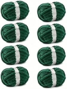 bearberry Jumbo Chenille Yarn, Super Bulky 6 - Extra Plush & Skin-Friendly for Chunky Knit Blankets, Arm Knitting & Crocheting 8-Pack (8oz/25yd Per Skein), Machine Washable, Ultra Soft, Dark Green