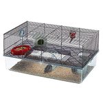 Ferplast FAVOLA Hamster Cage - Spacious Two-Level Habitat, Interactive Transparent Design, Exercise Wheel & Accessories - Easy Access & Cleaning, Tubes Connect&Play, 60x36.5x30 cm