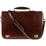 Time Resistance Leather Briefcase Hand-Crafted Shoulder Messenger Bag for Laptop up to 15 Inch Dark Brown