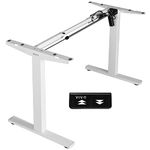 VIVO Electric Stand Up Desk Frame Workstation, Single Motor Ergonomic Standing Height Adjustable Base with Simple Controller, White, DESK-V100EW