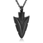 shajwo Cremation Jewelry Arrowhead Urn Necklace for Ashes for Women Men Memorial Keepsake Ash Necklace for Human Ashes,Black