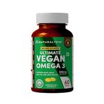 NATURALTEIN Vegan Omega 3 from Algae Oil – 60 Vegetarian Capsules | High in DHA & EPA | Fish Oil Alternative | Carrageenan-Free | Supports Heart, Brain, Eye & Joint Health | 100% Plant-Based & Sustainable