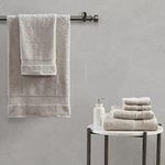 MADISON PARK SIGNATURE Luxor 100% Egyptian Cotton Luxurious Bath Towel Set, Silky Soft, Highly Absorbent, Premium Spa Quality, Multi-Sizes, Sand 6 Piece