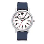 Speidel Scrub Watch for Medical Professionals with Navy Silicone Rubber Band - Easy to Read Timepiece with Red Second Hand, Military Time for Nurses, Doctors, Surgeons, EMT Workers, Students and More