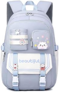 IvyH Sac A Dos pour Enfant Adolescentes Cartable Fille Primaire, Kawaii Sac D'école pour Fille Garçon 8 10 à 16 ans, Sac Ecole Léger et Imperméable, 30x20x46 cm, Bleu
