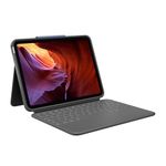 Logitech Rugged Folio Keyboard Case for iPad (10th gen & A16) with Smart Connector and Durable Spill-Proof Keyboard, QWERTY UK English Layout - Grey
