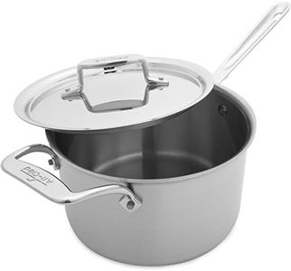 All-Clad BD55204 D5 Brushed 18/10 Stainless Steel 5-Ply Bonded Dishwasher Safe Sauce Pan with Lid Cookware, 4-Quart, Silver