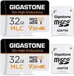 [10x High Endurance] Gigastone 32GB 2-Pack MLC Micro SD Card, 10x High Endurance 4K Video Recording, Security Cam, Dash Cam, Surveillance Compatible 95MB/s, U3 C10