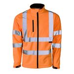 Mens Softshell Jacket Hi Vis Viz High Visibility Reflective & Plain Water Resistant Shower Proof Rain Repellent Windproof Safety Site Coat Workwear Builder Work Wear Warm Top(Orange,M)