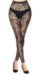 Simply Joshimo Womens Lace Patterned Black Fishnet Net Footless Fashion Tights | Pantyhose (Bold Flowers)